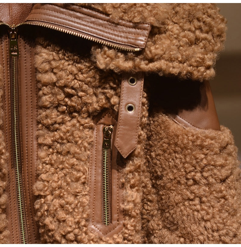 Italian Alps Faux Fur Turndown Collar Puff jacket