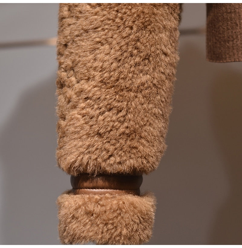 Italian Alps Faux Fur Turndown Collar Puff jacket
