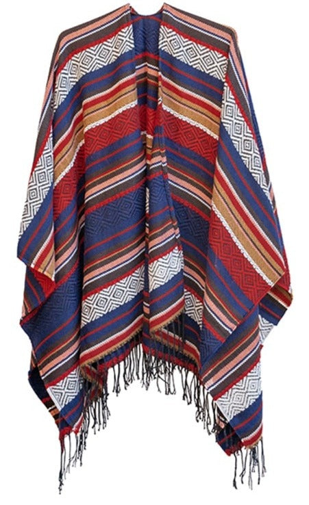 Vintage Gypsy Hippie Knit Poncho cape