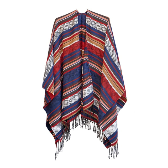 Vintage Gypsy Hippie Knit Poncho cape
