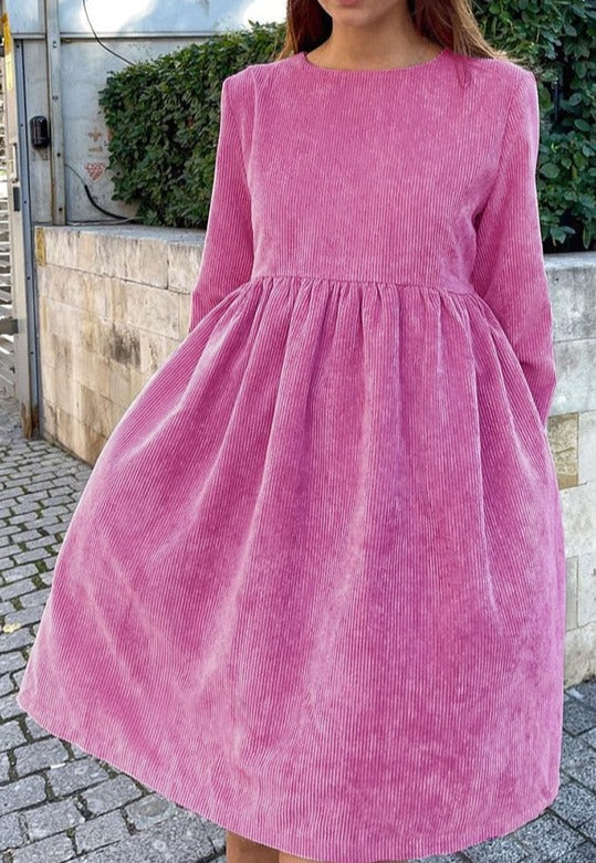 Chic Casual Corduroy Oversized Loose Lace up Mini dress