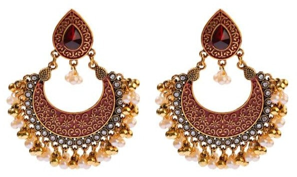 Rare Boho Crystal Pearl Junket Drop earrings