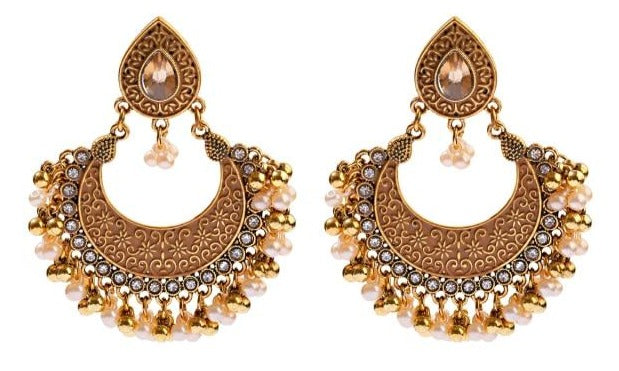 Rare Boho Crystal Pearl Junket Drop earrings