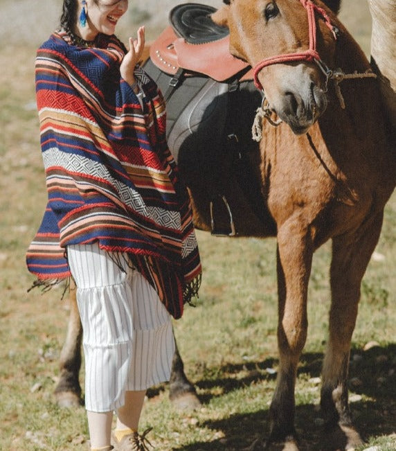 Vintage Gypsy Hippie Knit Poncho cape