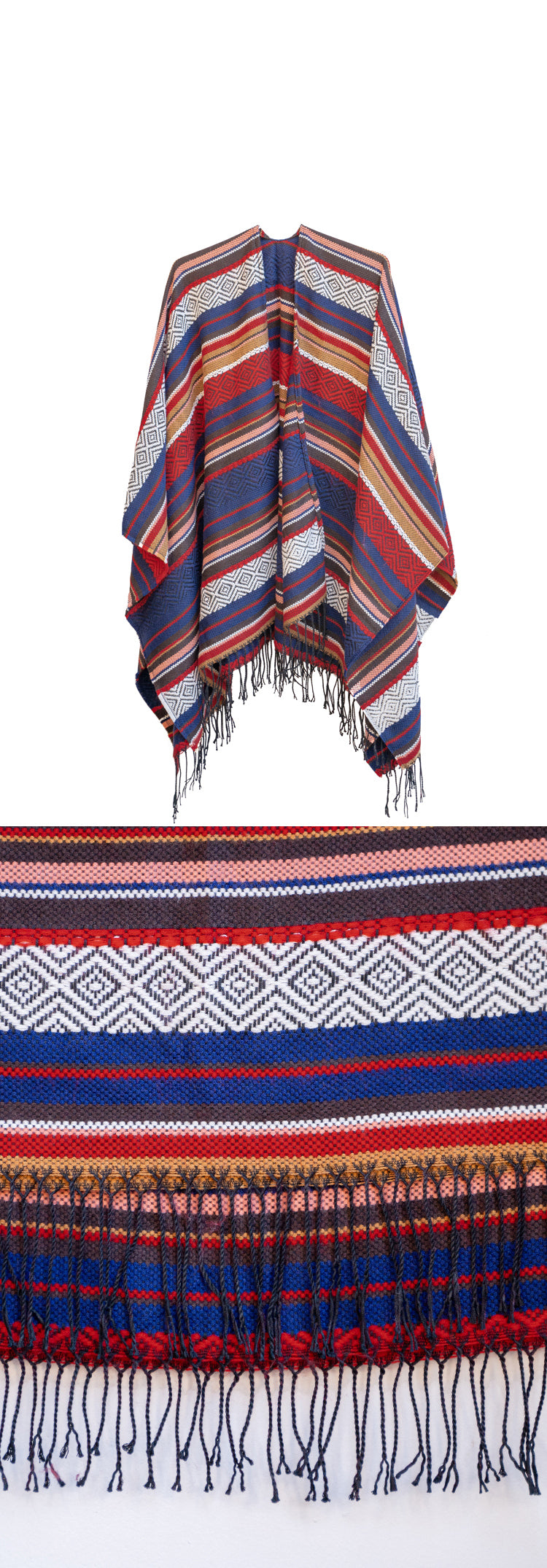 Vintage Gypsy Hippie Knit Poncho cape