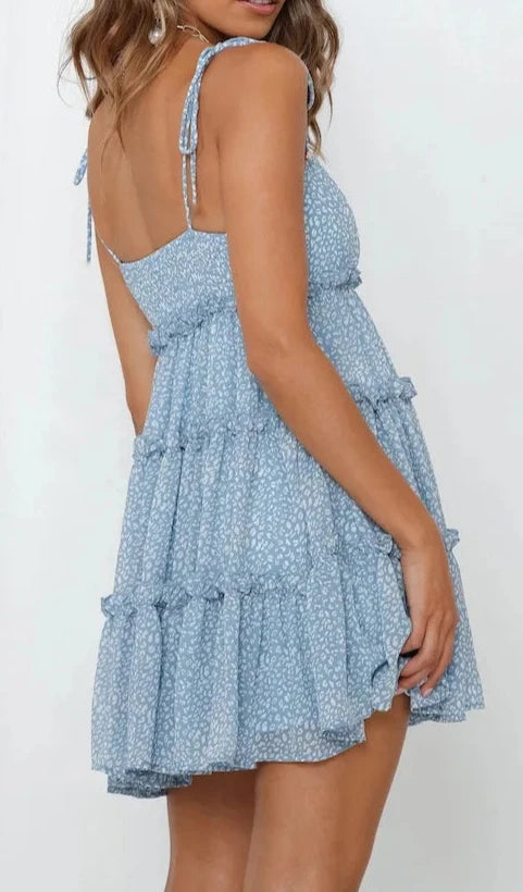 Boho Flowy Tiered Ruffle Smock Slip dress