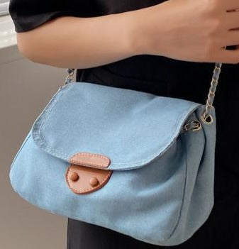 Chic Denim Patchwork Crossbody Messenger bag