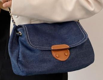 Chic Denim Patchwork Crossbody Messenger bag