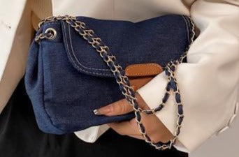 Chic Denim Patchwork Crossbody Messenger bag