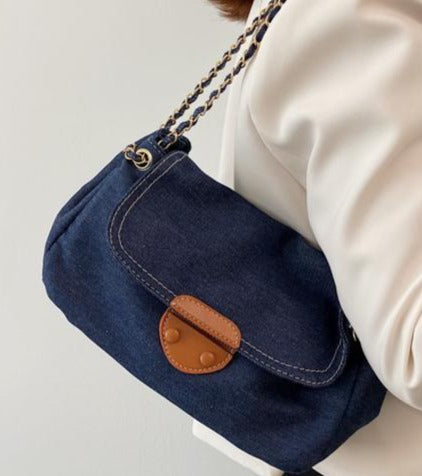 Chic Denim Patchwork Crossbody Messenger bag