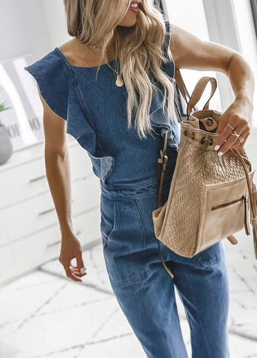 Denim Boho Bermuda Lana Del Rey Blue Jeans Boilersuit overall