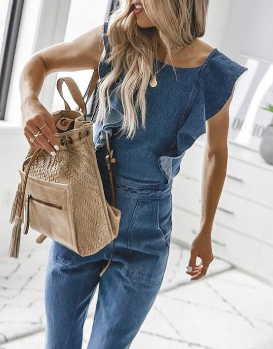 Denim Boho Bermuda Lana Del Rey Blue Jeans Boilersuit overall