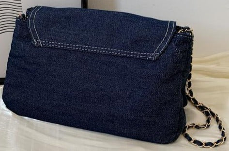 Chic Denim Patchwork Crossbody Messenger bag