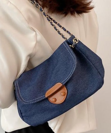 Chic Denim Patchwork Crossbody Messenger bag