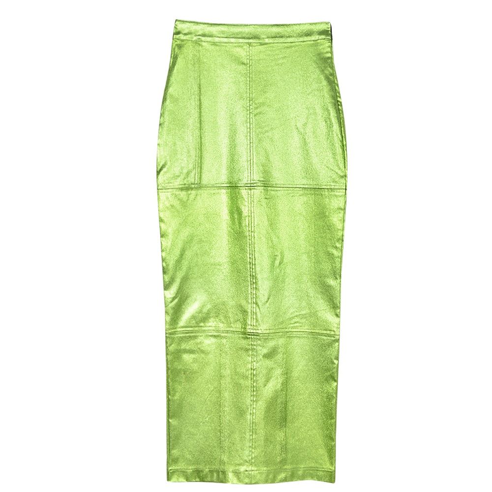 Vintage High Waist Sparkly Alloy Green Grunge Capri pants