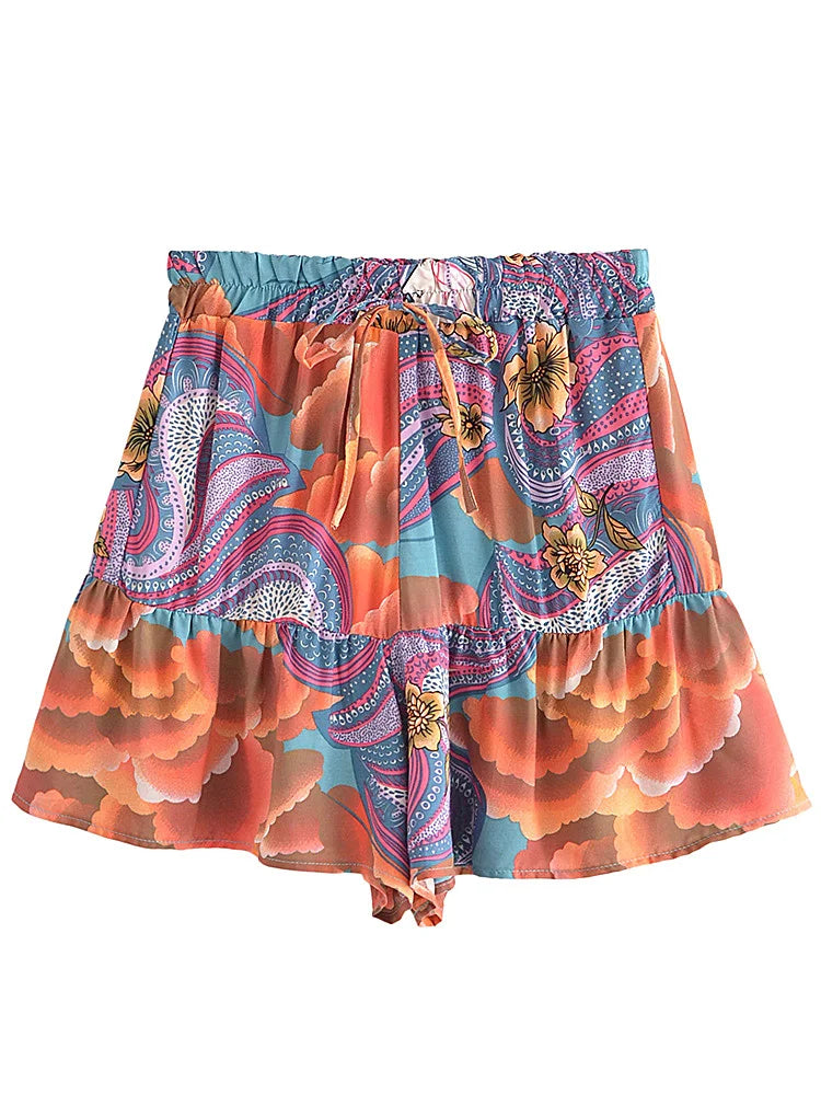 Vintage Chic Star Moon Print  Swish shorts