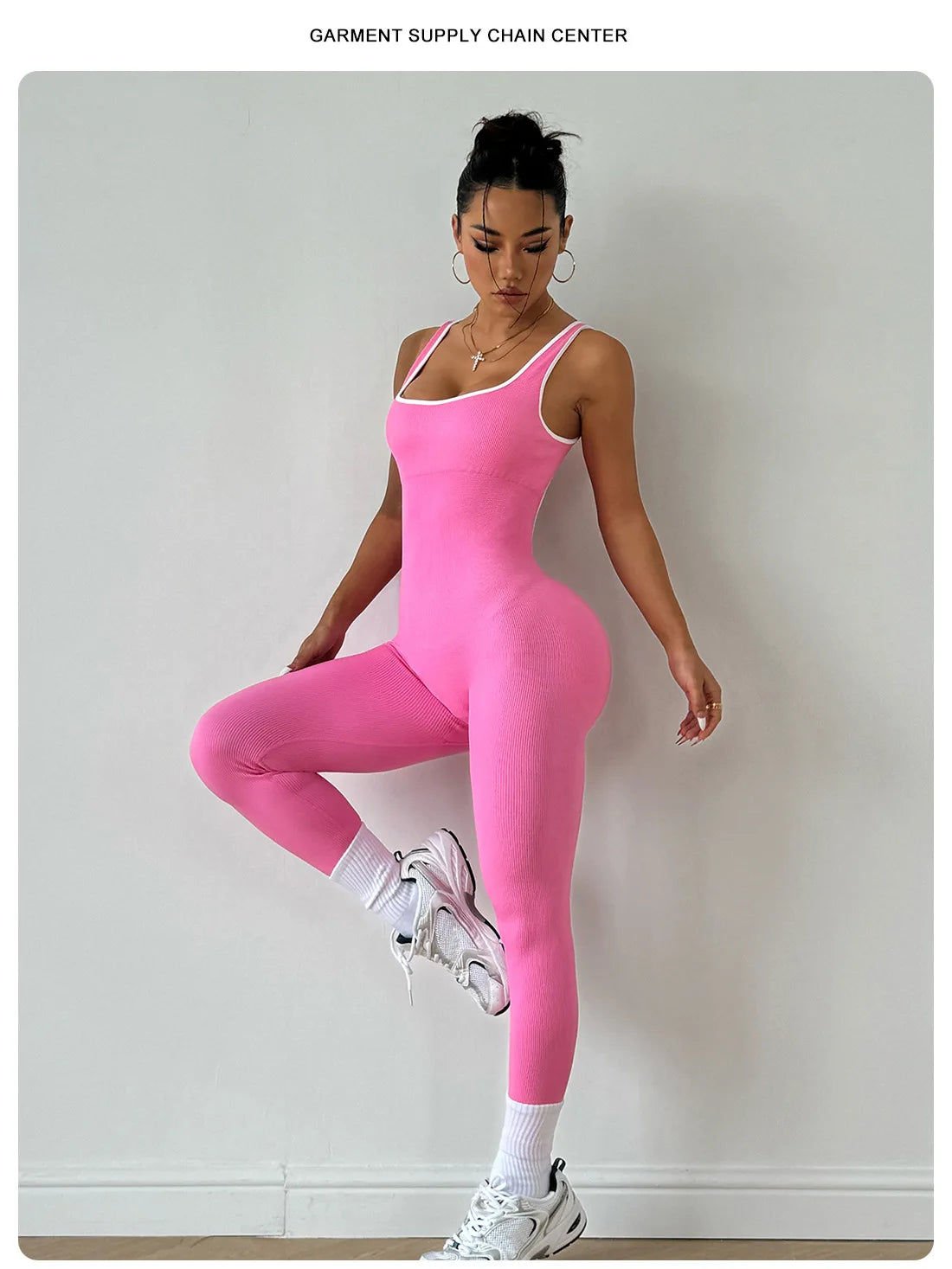 Seamless Scrunch Butt Pink Padded Workout bodysuit