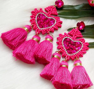 Bollywood Pretty Sweetheart Sequined Tassel Love earrings