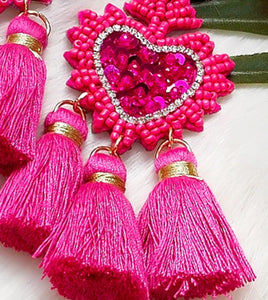 Bollywood Pretty Sweetheart Sequined Tassel Love earrings