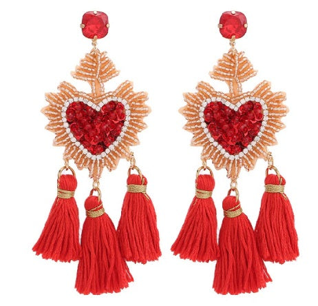 Bollywood Pretty Sweetheart Sequined Tassel Love earrings