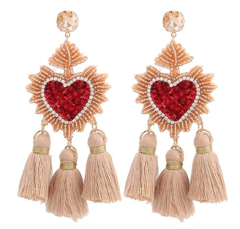 Bollywood Pretty Sweetheart Sequined Tassel Love earrings