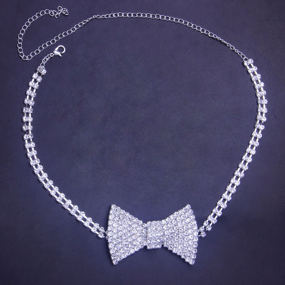 Classic Chic Rhinestone Crystal Bow Tie Choker necklace