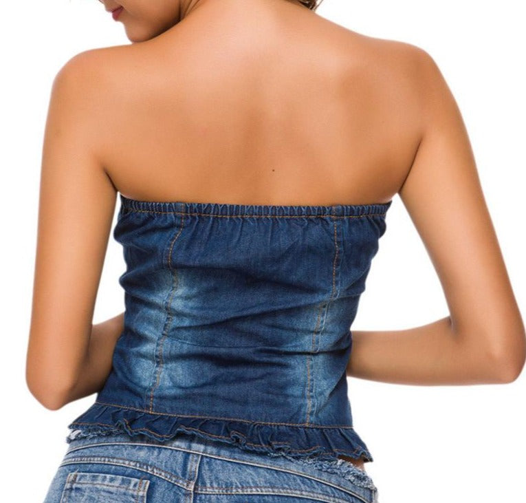 Cool Denim Goddess Bustier Tank top