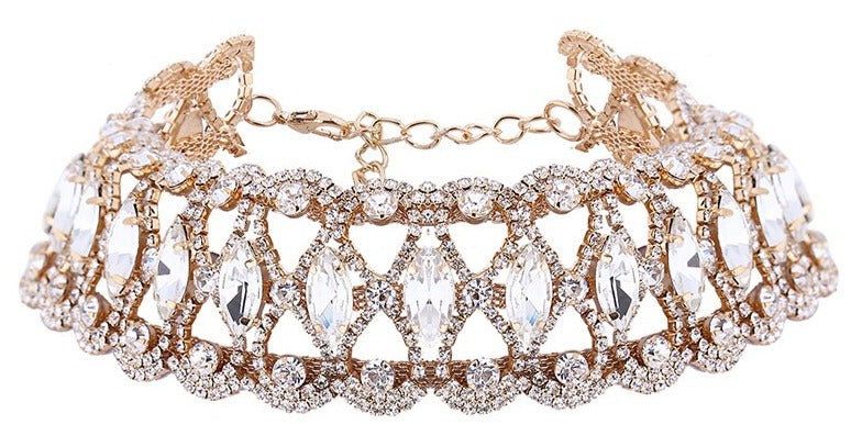 Luxury Big Crystal Rhinestone Flower Collar choker