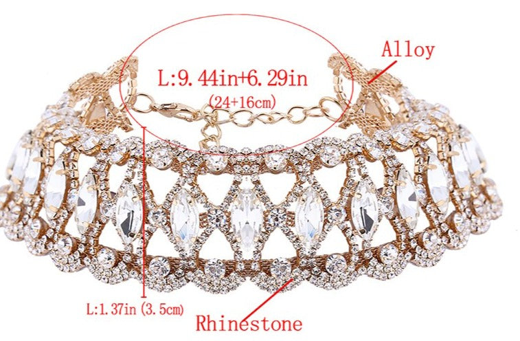 Luxury Big Crystal Rhinestone Flower Collar choker