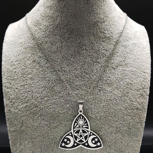 Vintage Wiccan Triple Moon Goddess Divination Bullet Proof Protection Pendant necklace