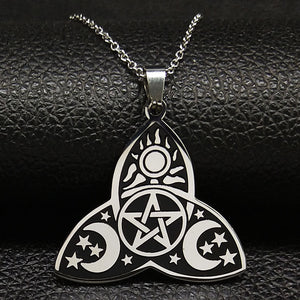Vintage Wiccan Triple Moon Goddess Divination Bullet Proof Protection Pendant necklace