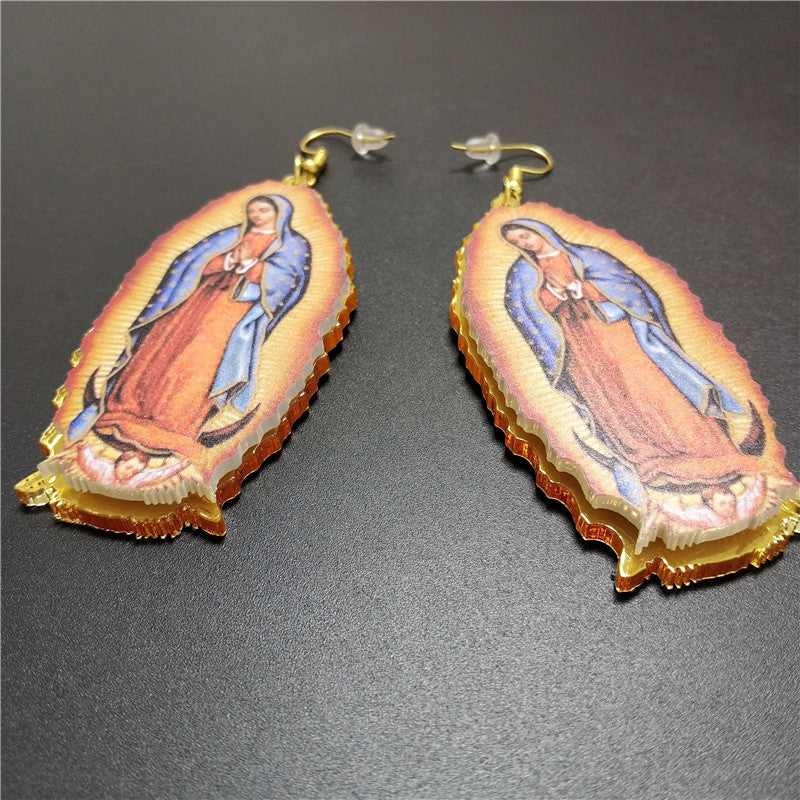 Super Vintage Classic Virgin Mary Dangle Drop earrings