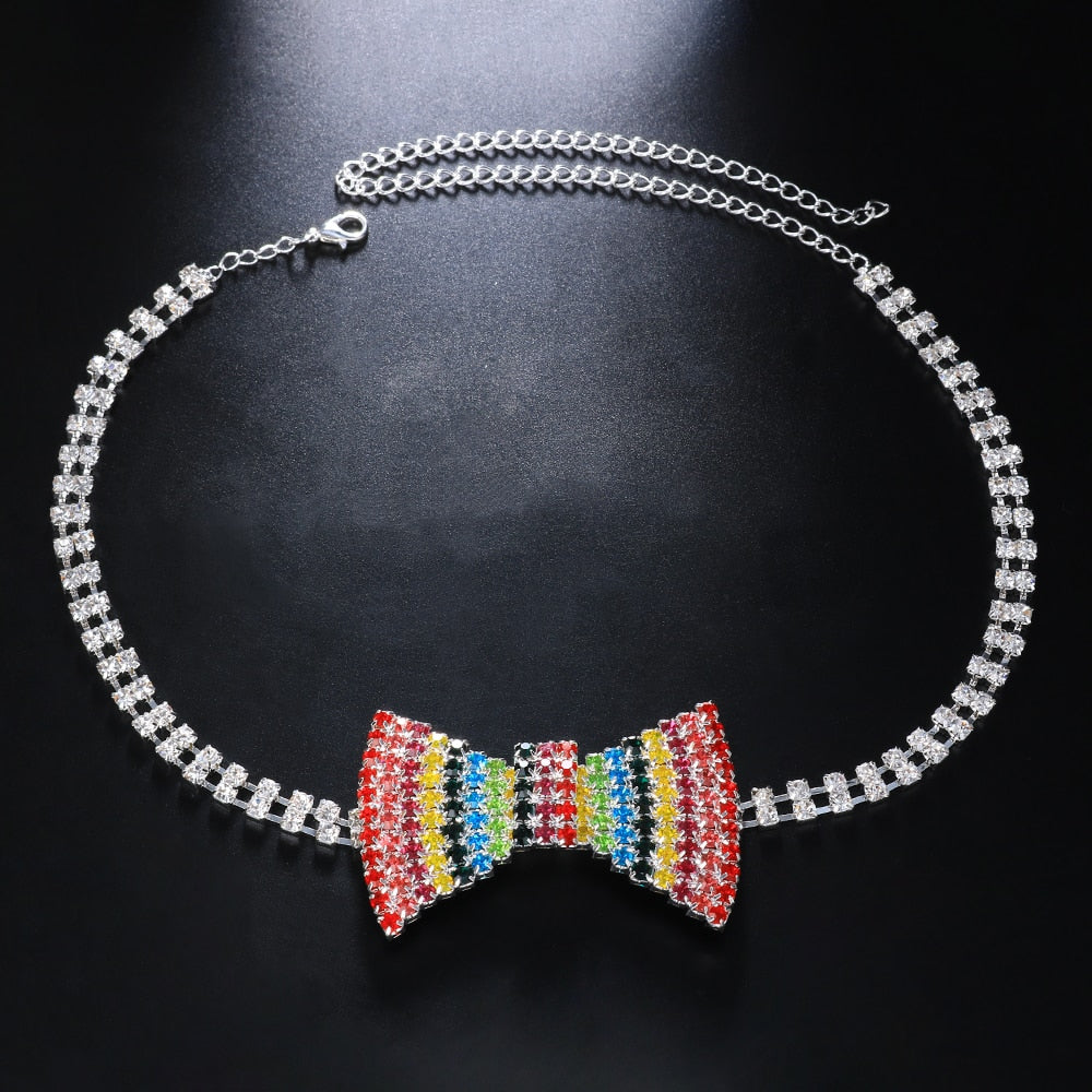 Classic Chic Rhinestone Crystal Bow Tie Choker necklace