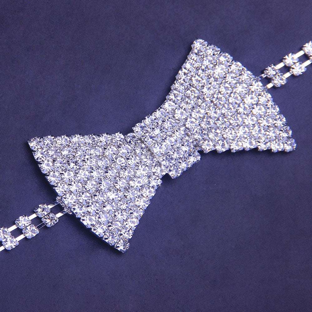 Classic Chic Rhinestone Crystal Bow Tie Choker necklace