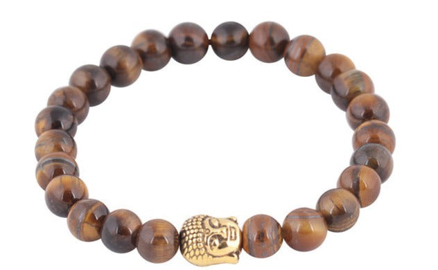 Boho Buddha Head Stone Quartz Bead bracelet