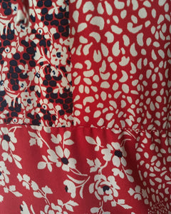 Boho Noir Lace Up Split Red Floral Print Slip dress