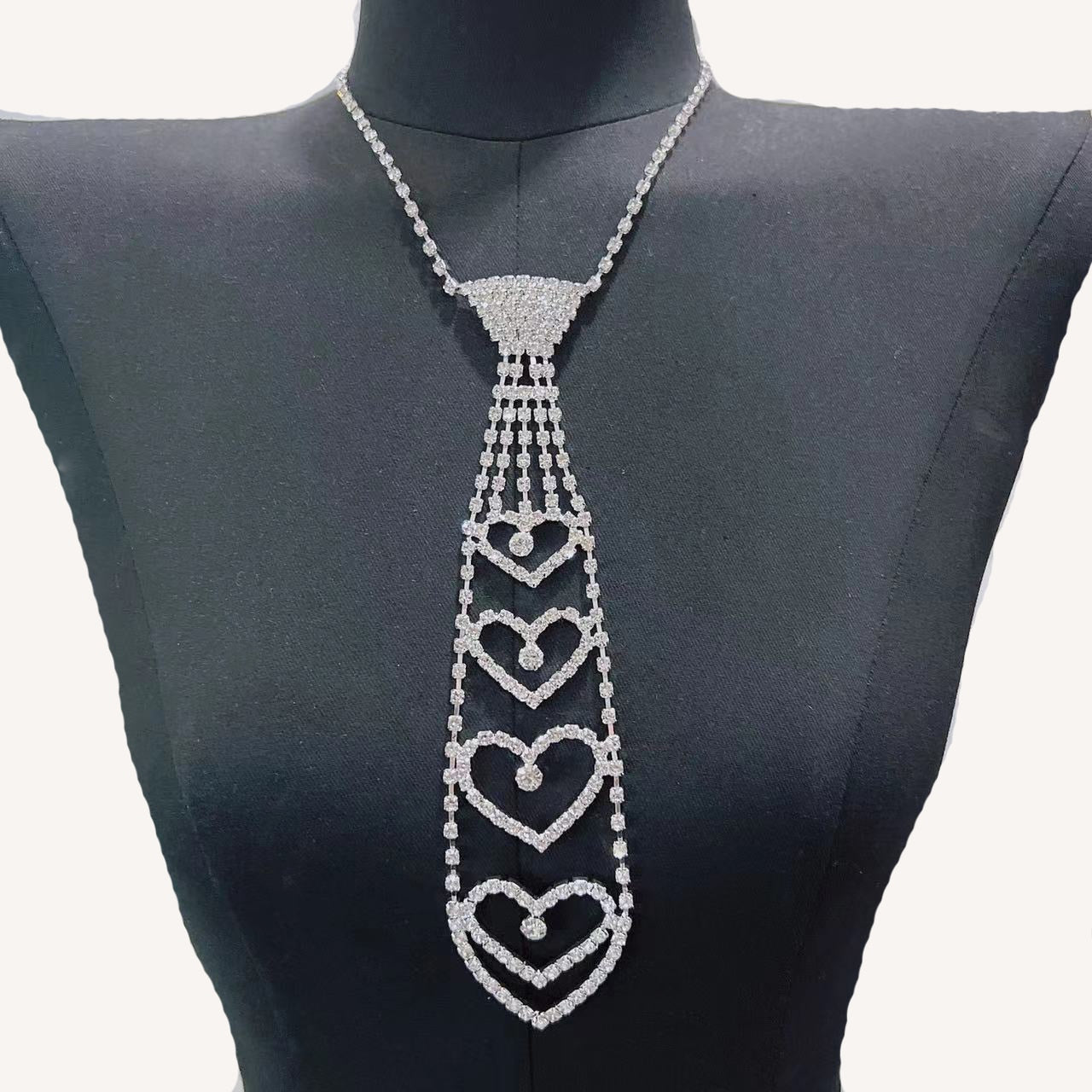 Flashy Boho Rhinestone Necktie necklace