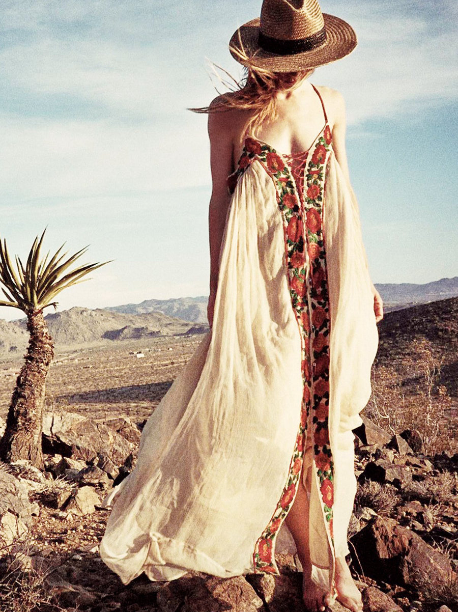 Vintage Gypsy Embroidery Amalfi Coast Beach dress