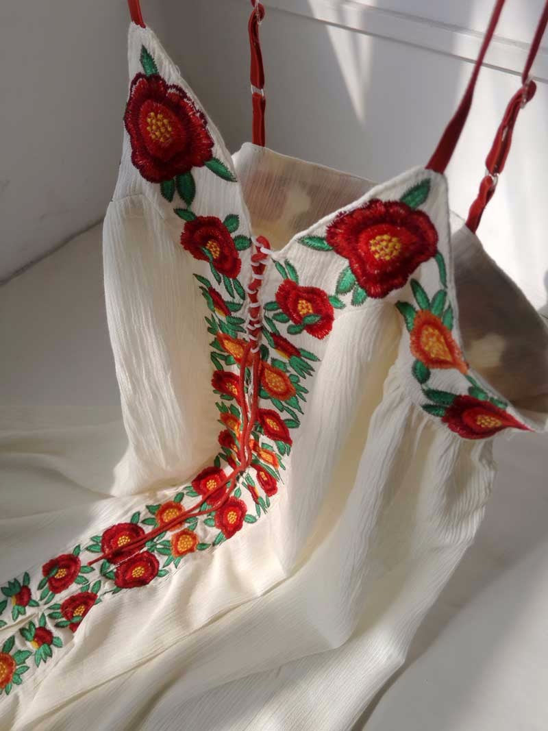 Vintage Gypsy Embroidery Amalfi Coast Beach dress