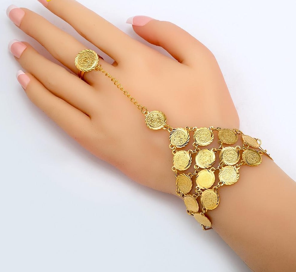 Middle Eastern Lucky Gold Coin Collecting bracelet