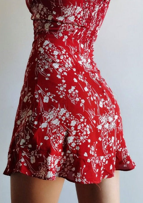 Vintage Boho Red Blooded Parisienne Print dress