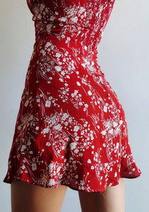 Vintage Boho Red Blooded Parisienne Print dress