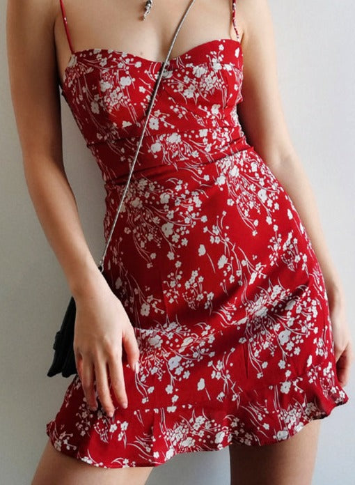 Vintage Boho Red Blooded Parisienne Print dress