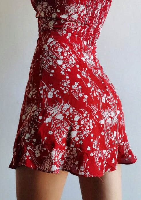 Vintage Boho Red Blooded Parisienne Print dress