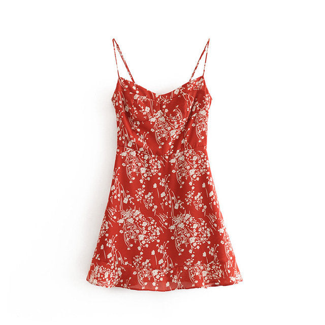 Vintage Boho Red Blooded Parisienne Print dress