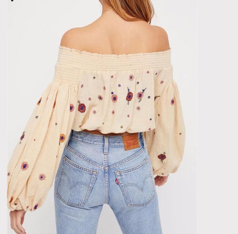 Hippie Chic Floral Embroidery Sassy Sleeve blouse