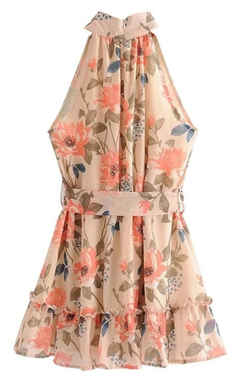 Boho Sleeveless Chiffon Pleat Ruffle Derby Day dress