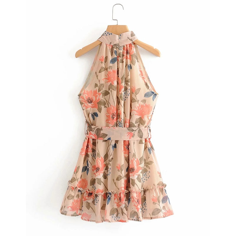 Boho Sleeveless Chiffon Pleat Ruffle Derby Day dress