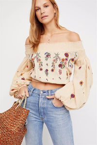 Hippie Chic Floral Embroidery Sassy Sleeve blouse