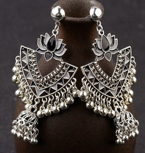 Vintage Gypsy Lotus Junket Tassel Bell earrings